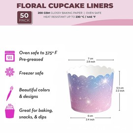 100pcs Gradient Star Cupcake & Muffin Tins Liners, Chic Floral Cupcake Wrappers for Girls Birthday Parties