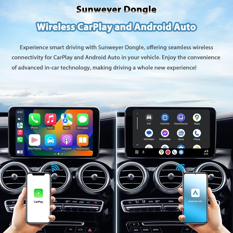sunweyer 2024 neuester Wireless CarPlay & Android Auto Dongle 2