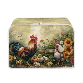 Suhoaziia Chicken Rooster Sunflower 2 Slice Toaster Cover Stain Resistant Kitchen Table Appliance Cover Coffee Bread Maker Machines Protector with Top Handle for Dining Room Home Decor