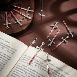UNICRAFTALE 20Pcs Alloy Enamel Pendants Sword Charms Punk Earring Charms Anime Figures Decoration Charm for Book Lover Red Sword Charm Bookmarks Pendants for Jewelry Making 2mm Hole