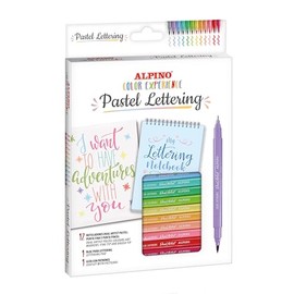 Alpino Pastel Lettering Set, 12 Dual Artist Markers, 1 Lettering Notebook and 1 Pattern Guide | Variety of Colours | Creativity Without Borders | Creative Lettering