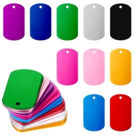 Dimeho Pack of 25 Aluminium Engraving Blanks Stamping Blanks Aluminium Blank Dog Tags Sign Shape with Hole Metal Embossing Colour Metal Tags for Engraving Blank Dog Tags Blank Signs for Engraving