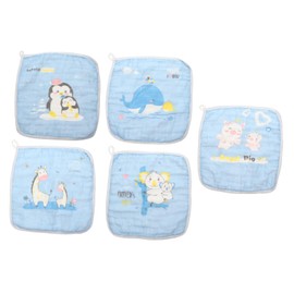 Sosoport 5pcs Gauze Muslin Face Towels Soft Cotton Towels Newborn Bath Burp Cleaning Hypoallergenic Easy Wash