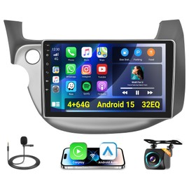 [4+64G] Android 15 Car Radio for Honda Fit 2008-2013 with Wireless CarPlay Android Auto, 10.1 Inch Touch Screen Car Stereo for Honda Fit with GPS WiFi Bluetooth 5.0 FM/RDS 32EQ AHD Backup Camera