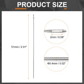 sourcing map 25pcs Sewing Needles 0.4mm Diameter 51mm (2.01") Long Ultra-Thin Stainless Steel Hand Embroidery Bead Needles for Jewelry Making DIY Crafts