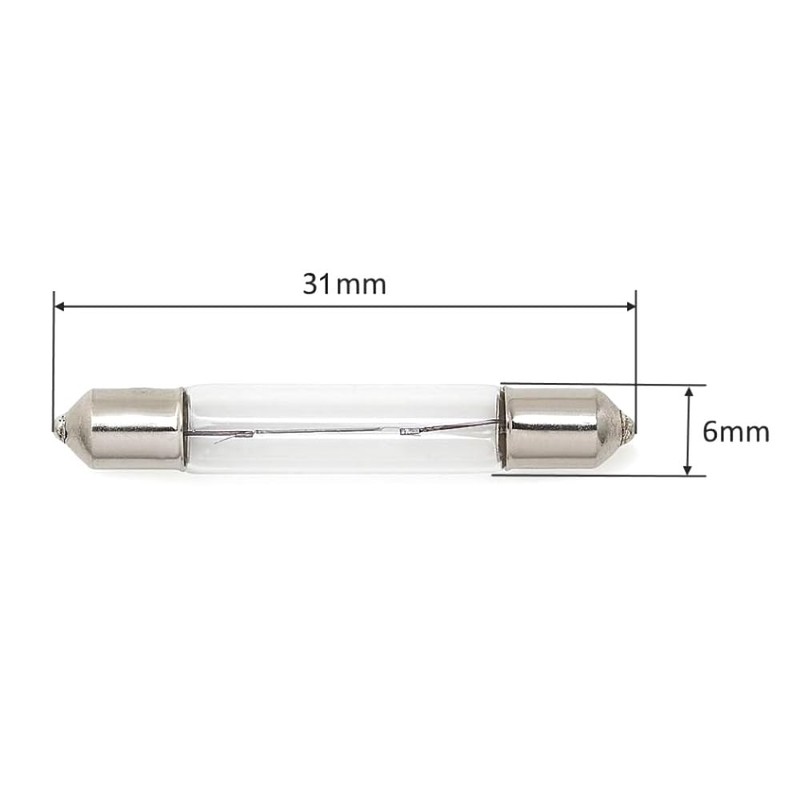 WITTKOWARE Pack of 5 Festoon Bulbs, 6 x 31 mm,