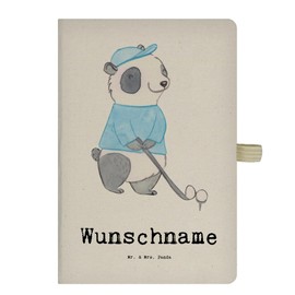 Mr. & Mrs. Panda DIN A4 Personalisiertes Notizbuch Panda Golfen - Personalisierte Geschenke, Golf spielen, Danke, Notizbuch mit Namen, Sportler,