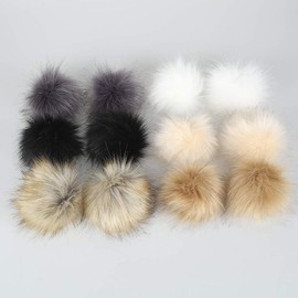 12Pcs Pompoms Balls 10cm DIY Faux Fox Fur Fluffy Pompoms Balls Fluffy Balls Pompoms with Elastic Band for Hats Keychains Scarves Gloves Hats Bags Accessories