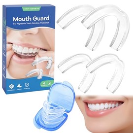 4PCS Guarda Dental Bruxismo, Guardas Dentales para Bruxismo y Roncar | Protector Bucal para Dormir Moldeable, Retenedores Dentales Ajustables, Elimina Apriete de Dientes