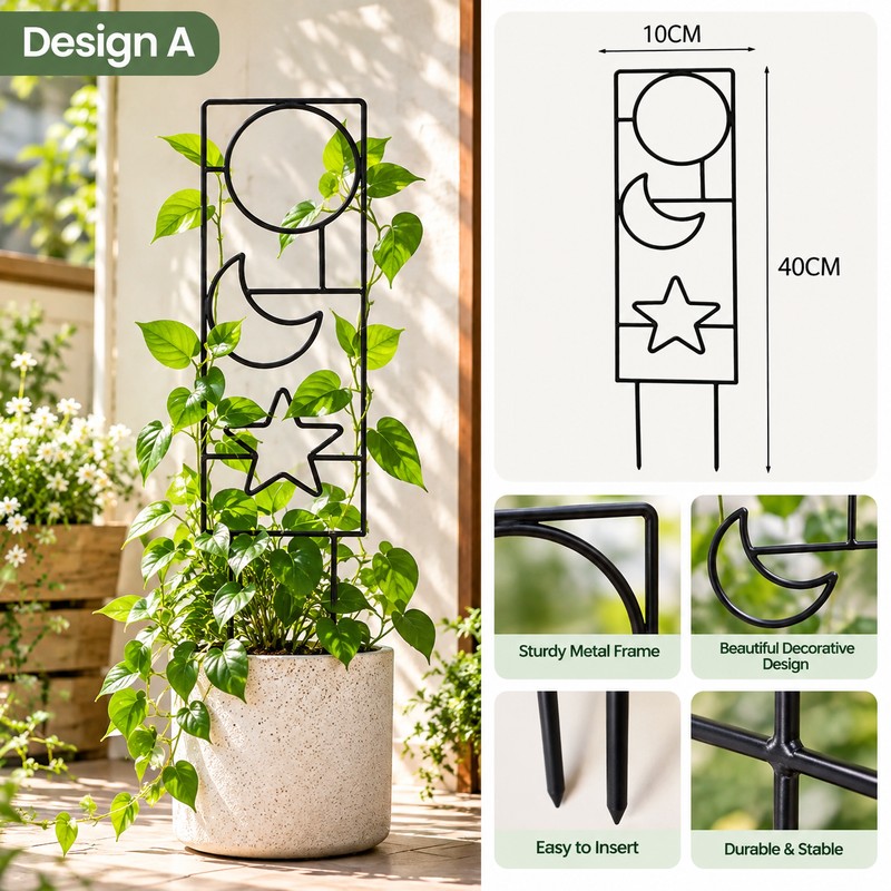 Metal Plant Trellis for Climbing Plants – Decorative Garden Stake