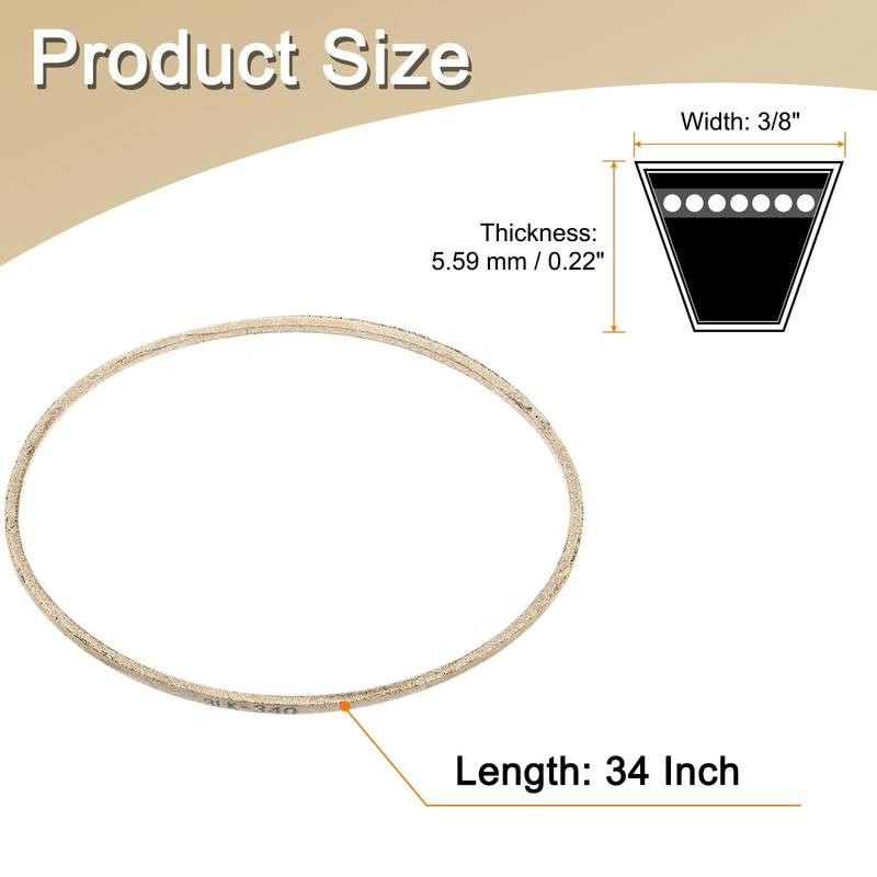 sourcing map 3LK340 Cord Belt Grey, 3/8" x 34" Lawn