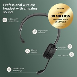 Jabra Evolve 65 TE (Third Edition) Wireless Single-Ear Headphones w/Charging Stand - Noise-Canceling Mic, 16 hrs Battery Life, Dual Connectivity, MS Teams Certified, Supports Other Platforms, Black