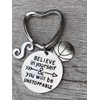 SportyBella Basketball Initial Keychain, Basketball Player Gifts, Believe in Yourself