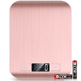 Mik-Nana Food Scale Pink, 10kg/22lb Digital Kitchen Scale Weight Grams and Oz for Baking and Cooking, 1g/0.1oz Precise Graduation, Easy Clean Stainles