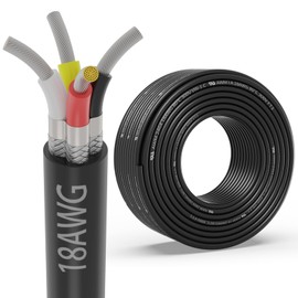18 Gauge 4 Conductor Shielded Wire 25FT, UL2464 18 AWG 4 Shielded Cable Tinned Copper Stranded 18/4 CNC Wires for CNC VFD Spindle, Stepper Motor, 3D Printer, Sound, Speaker, Signal Transmission