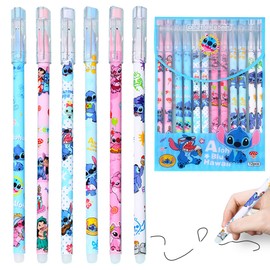 ADYEKSD Pack of 12 Erasable Pens, School Supplies, Children's Cartoon 0.5 mm Gel Pens, Erasable Pens with Animal Head, Rollerball Pen, Erasable for School Supplies, Office Supplies, Students