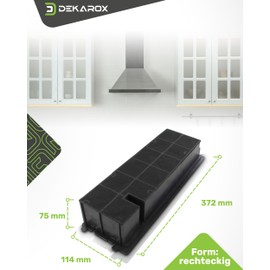 DEKAROX Activated Carbon Filter 372 x 114 mm Type60 for AEG Electrolux 405535600/2 4055356002 Whirlpool Bauknecht 48400008973 Wpro AMC100 for Cooker Hood