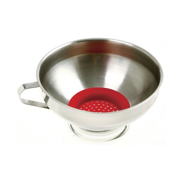Norpro Stainless Steel Wide Mouth Funnel with Silicone Strainer, 2.25in/5.5cm,