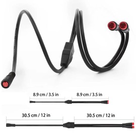 Cable de extensión de derivación Tipo 1t2 y, con Conector julet de 2 Agujas, para Cables de Faros de Bicicleta en kits de conversión de Bicicletas eléctricas (2 Macho y 1 Hembra)