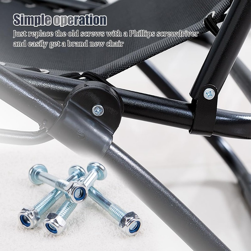 Comidox 2Pairs Metal Zero Gravity Chair Replacement Screws & Nuts
