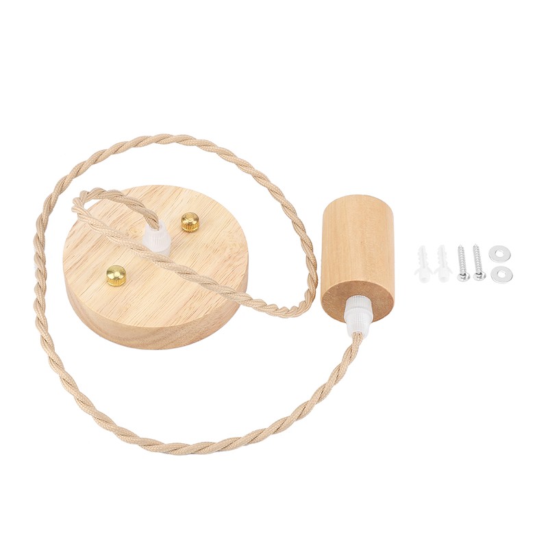 E27 Vintage Country Style Black Simple Wood Pendant Ceiling Lamp