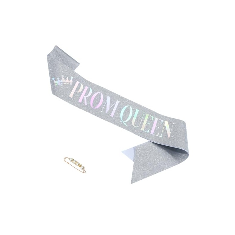 ZHBDPaty Prom Sash with Pearl Safety Pin - Graduation Accessory