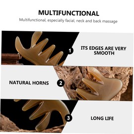 Ipetboom Guasha Massage Tools Head Massage Ox Horn Comb Scalp Massager Smooth Edges for Safe Use