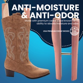 HOUNDSBAY Cedar Boot Tree Shaft Shaper, Tall Boot Inserts Shape Holders, Men & Women - Boot Trees, Stand for Riding & Cowboy Boots (Pack of 1)
