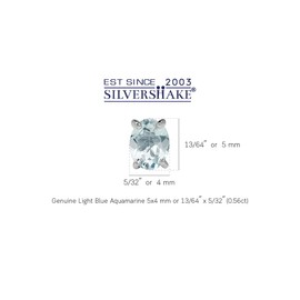 Silvershake 5X4mm Petite Genuine Oval Shape Light Blue Aquamarine 925 Sterling Silver Stud Earrings Jewelry for Women March Gemstone Birthstone