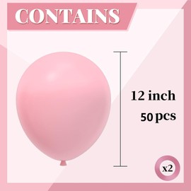 OHugs Pink Balloons, 50 Pcs 12 Inch Pink Balloons, Baby Pink Latex Balloons for Pink Theme Birthday Party, Gender Reveal, Bridal Shower, Baby Shower Wedding, and Princess Theme Girls Party Decorations