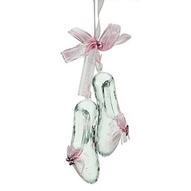Pretty Ballet Shoe Christmas Decorations with Pink Ribbon (15cm)