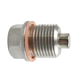 PDETVEO M18 x 1.5 Magnetic Engine Oil Drain Plug with 5 PCS Copper Crush Washer, Stainless Steel Magnetic Oil Plug Replacement