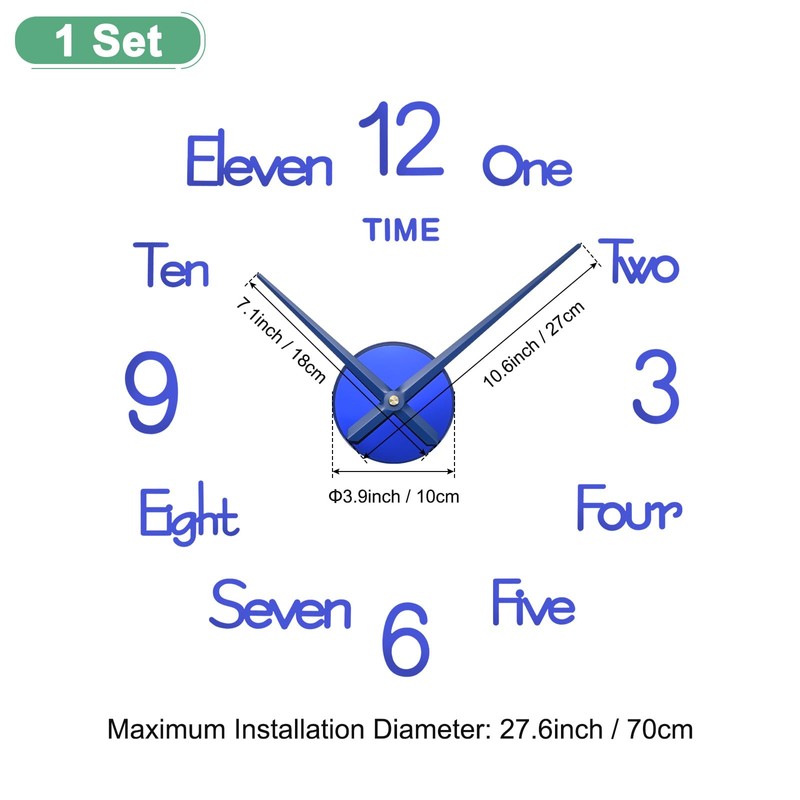 M METERXITY 1-Pack 3D DIY Wall Clock,28 Inch Modern Frameless
