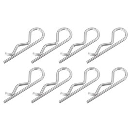 sourcing map 4 mm x 78 mm Cotter Pins Spring Fastener, Hitch Pins Retaining Pin R Clip Hairpin 304 Stainless Steel Silver Tone 8 Pcs