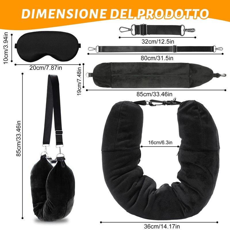 Fillable Travel Pillow with Bandage Padded Neck Pillow with Clothes