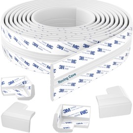 Roving Cove PreFit (Classic) Furniture Edge Corner Protector (Standard 15ft Edge 4 Corners), Baby Proofing Bumper Guards, Oyster White (Off White), Pre-Taped, for Straight Smooth Surfaces