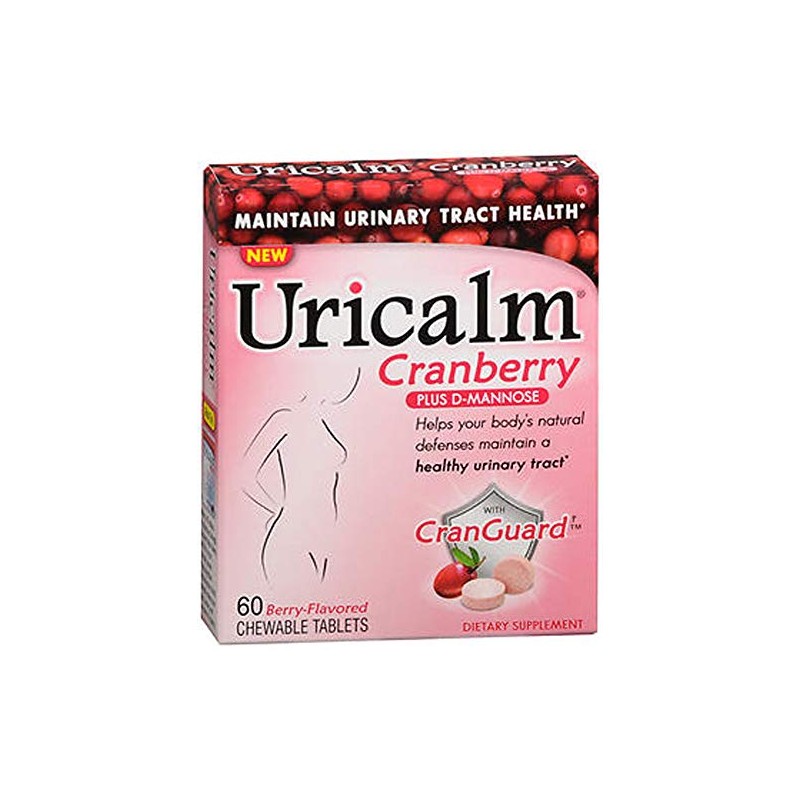 Uricalm Cranberry plus D-Mannose Dietary Supplement Chewable Tablets Berry-Flavored -