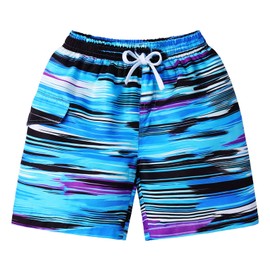 XFGIRLS Traje de baño para niños con bolsillos de secado rápido, pantalones cortos de playa con cintura ajustable, Línea, 11-12 Años