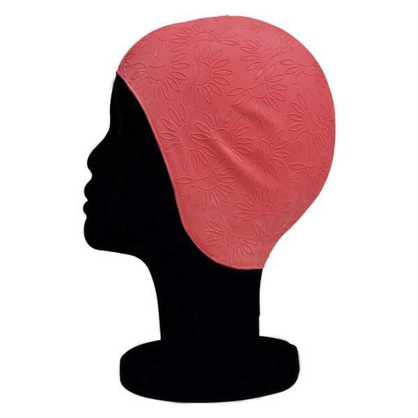 Blue Reef Moulded 3D Rubber Embossed Sunflower Design Vintage Style Women's Strapless Swimming Cap Swimming Cap One Size Small Adult Swimming Cap (Pink)