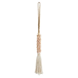 47th & Main Hanging Beach Décor Boho Style Twine Tassels with Shells, 31" Long, Peach Shells