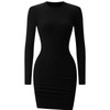 Chongbaijia Long Sleeve Dress for Women Ribbed Knit Crew Neck
