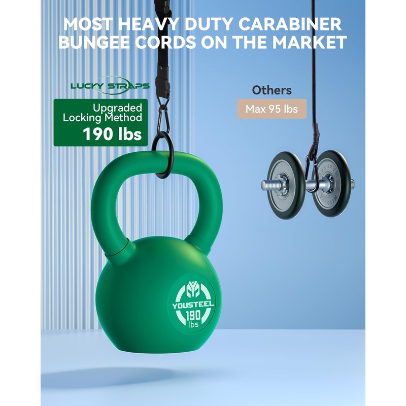 48 Inch Adjustable Carabiner Bungee Cords with 190 Lbs Max