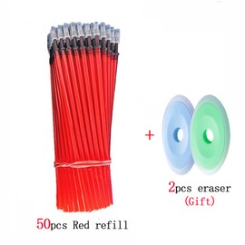 MROOFUL 50pcs/lot Erasable Gel Pen Refills 0.5mm Blue Black Red Ink Office School Erasable Pen Washable Handle Colored Erasable Ink Pens Writing Stationery (Red)
