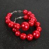 Large Geometric Round Pearls Hoop Earrings for Women, Charm Red