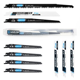 MUOZLOP 10 Pack Reciprocating Saw Blades Set， High Carbon Saw Blades，Metal and Woodcutting Saw Blades (10)