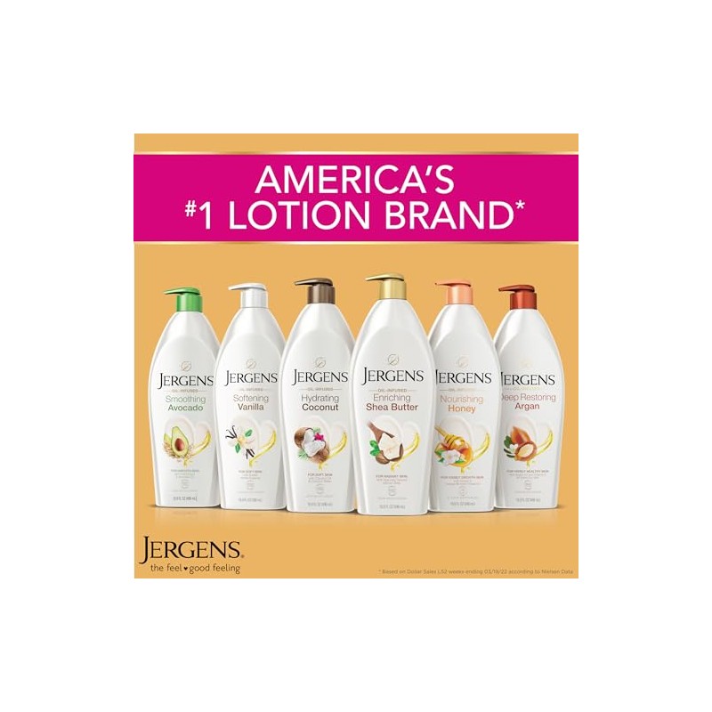Jergens Deep Restoring Aceite de argán Hidratante, Loción calmante para
