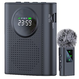ZERFUN S67 Voice Amplifier Wireless Microphone for Teachers Classroom Rechargeable, Mini Lavalier Lapel Mic, Portable Speaker PA System with LED Display for Class, Tour Guide, Coaches, Black