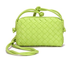 Woven Crossbody Bags For Women, Small Handmade Purse Clutch Shoulderbag Handbag, Zipper Closure (Light Green)