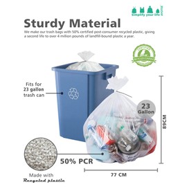 AYOTEE 23 Gallon Trash Bags with Zip Ties, 30"x35" Large Clear Trash Bags 20-25 Gallon Trash Bags, (50 Count Bulk) Extra Large Trash Bags Clear Garbage Bags for Home, Office, Recycling, Lawn and Leaf