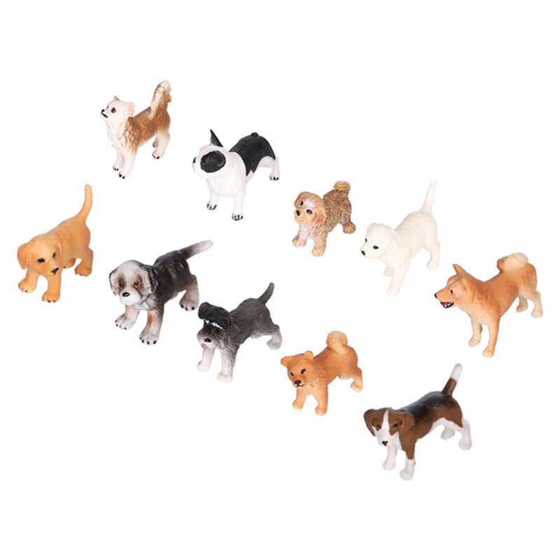 10PCS Mini Dog Figurines Toy Set Hand Painted Plastic Simulation